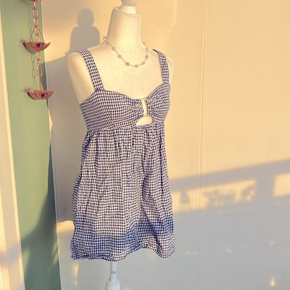 Reformation Blue Gingham Mini Dress - Picture 1 of 7